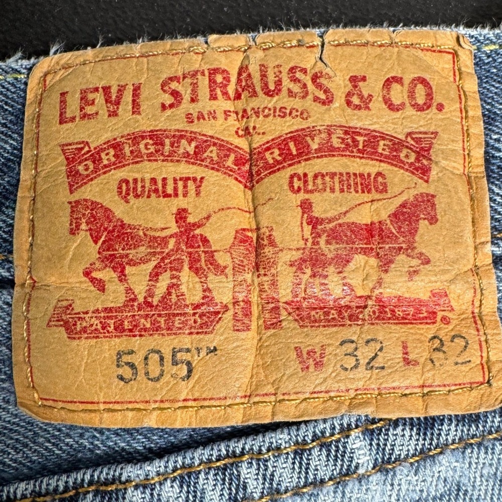 Levi Strauss 505 Mens Jeans Regular Fit Straight Leg Dark Wash W32 L32 - Picture 3 of 7